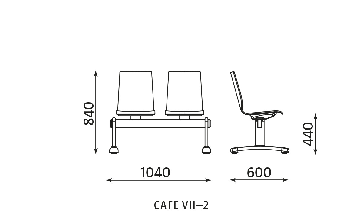 Wymiary ławki Cafe VII-2